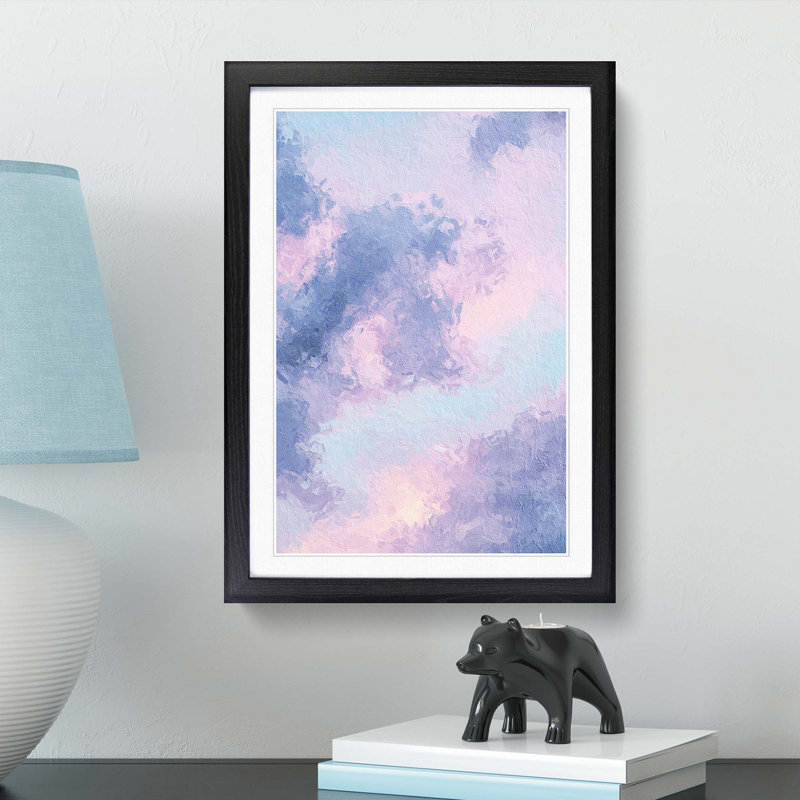 The Purple Clouds in Abstract - Picture Frame Painting Print, 65cm H x 48cm W x 2cm D, Black Framed