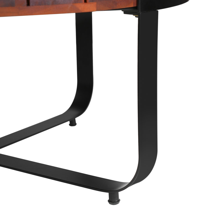 Table basse en bois avec structure en métal, finition, 24,02 lb, 31,95 po de profondeur, idéale pour l'extérieur, table de style industriel moderne, en bois, 14,32 de hauteur, dimensions, décorative