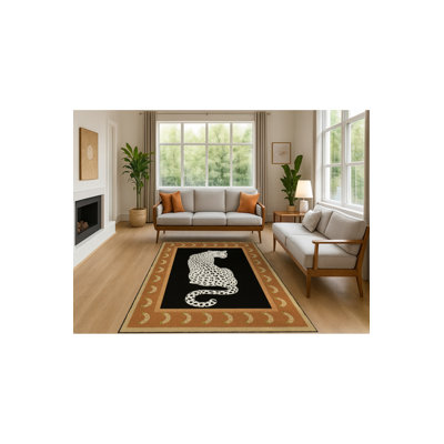 Tapis brun tissé à imprimé tigre Mosso
