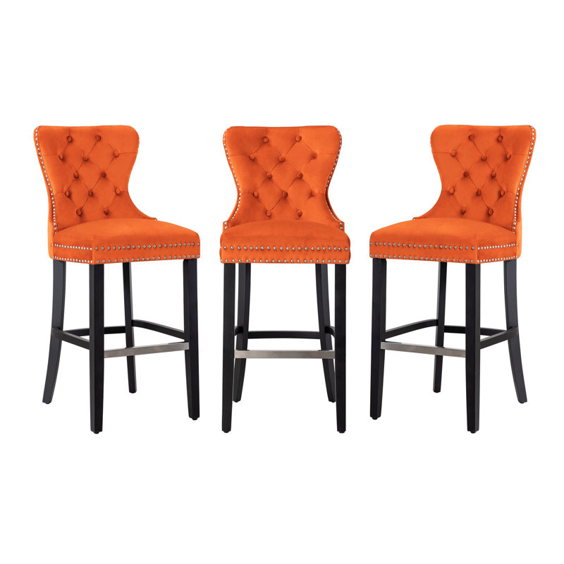 Tabouret de bar et de comptoir Kirsten, Noir, Orange, Tabouret de bar (siège d'une hauteur de 29 po)