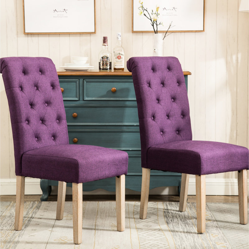 2 chaises mauves en bois massif et 2 pièces en bois, Mauve