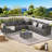 -piece Patio Furniture Set, Outdoor Wicker L-shaped Sectional With Corner Table And Glass Top Table For Poolside Or Backyard