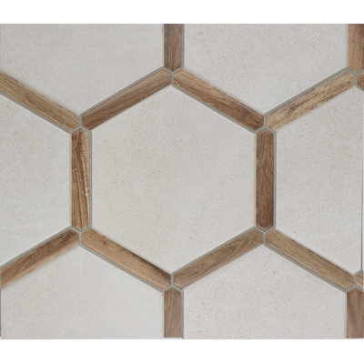 Carreau de porcelaine pour plancher et mur HEX 9 po x 10 po Timberstone