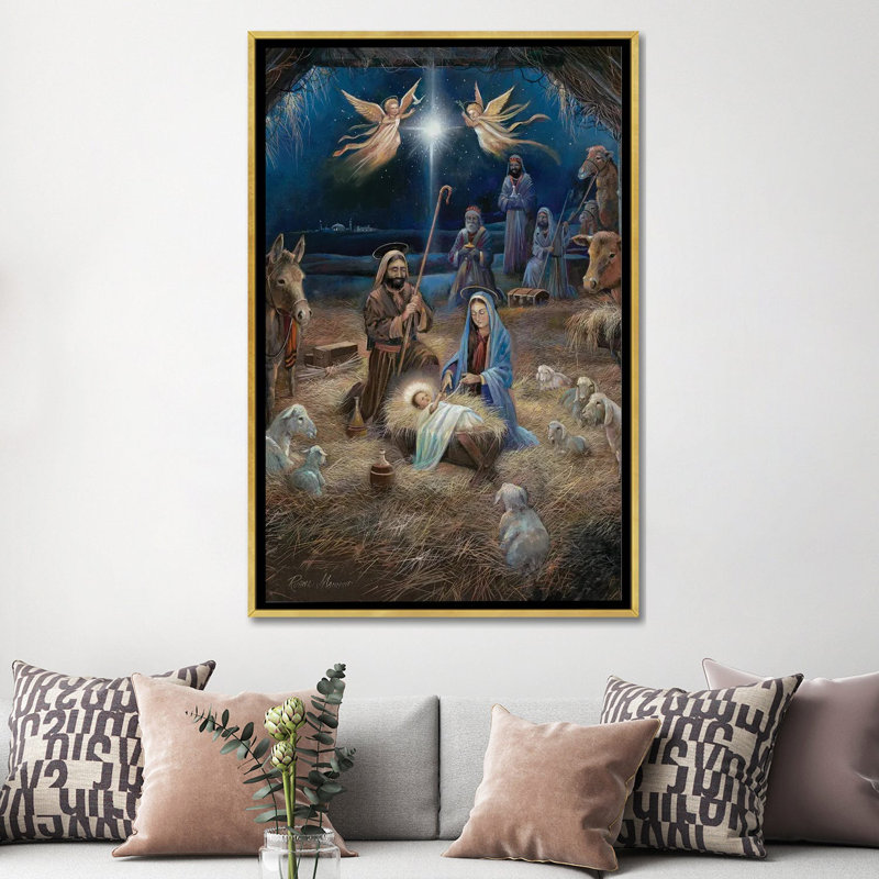 «Silent Night», reproduction d'art sur toile encadrée, Impression encadrée sans passe-partout, H 60 po x l 40 po, Doré