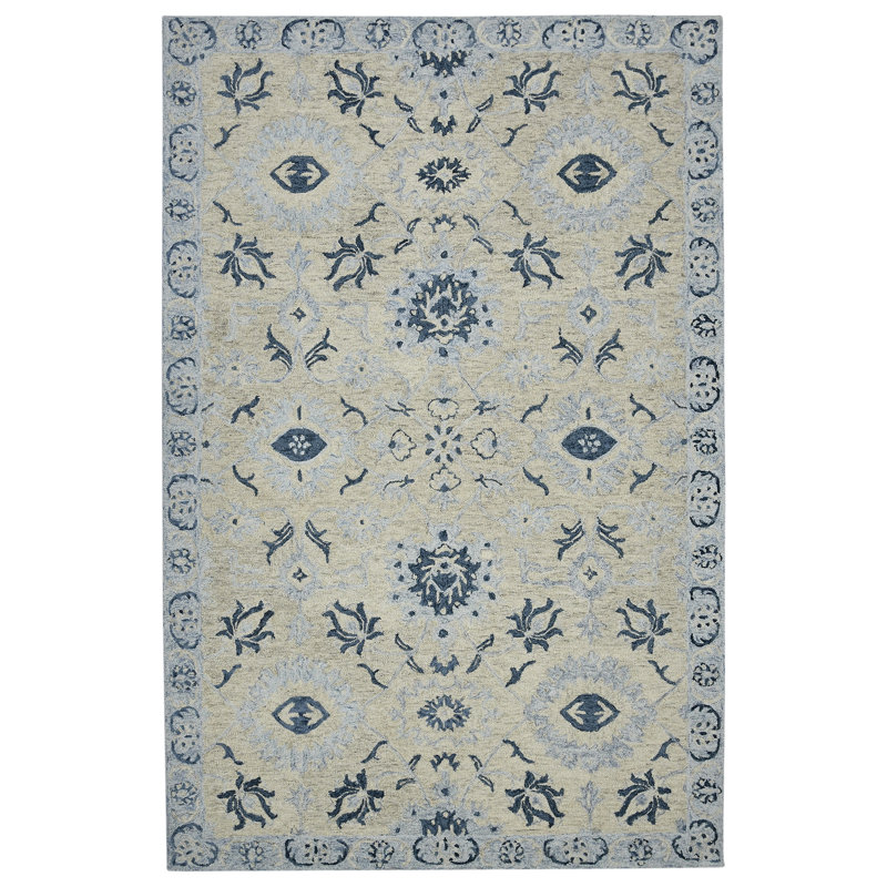Hand Hooked Wool Floral Indoor Rug, Rectangle 8' x 10'