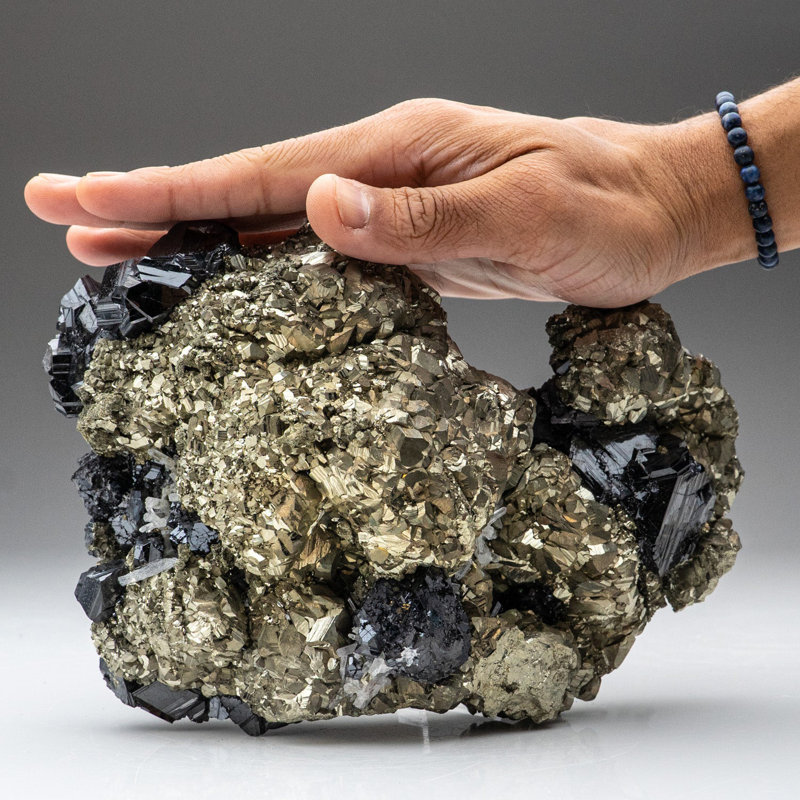 Pyrite and Sphalerite with Calcite from Deveti Septemvri Mine, Madan District, Rhodope Mountains, Bulgaria