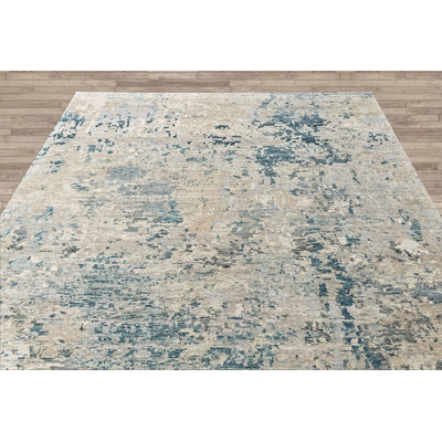 Multi Size Hand Knotted Wool Gray Tibetan Abstract Rug