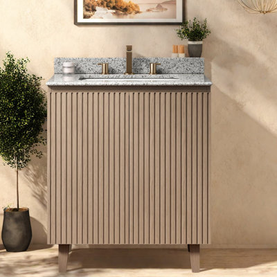 Meuble-lavabo moderne en bois avec plateau en granite 30 po Modern