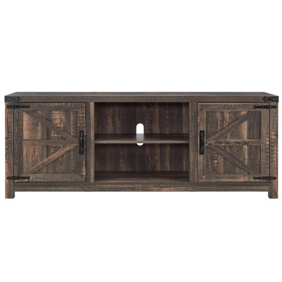 Laquela Farmhouse TV Stand for TVs Up to 75“, Wood Barn Door Media Console Table