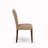 7 Piece Modern Dining Table Set Consist of a Rectangle Wooden Table with X-Legs and 6 Light Sable Linen Fabric Parsons Dining Chairs, Distressed Jacobean Finish-2001241854-2008170757