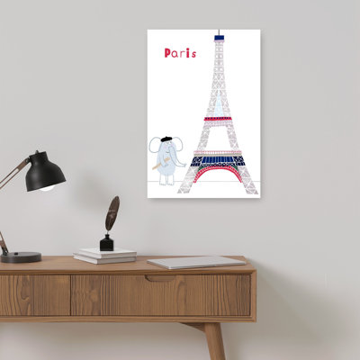 Paris Elephant Adventure Whimsical Elephant Architecture Wall Art Print by Carla Daly - Wrapped Canvas Print