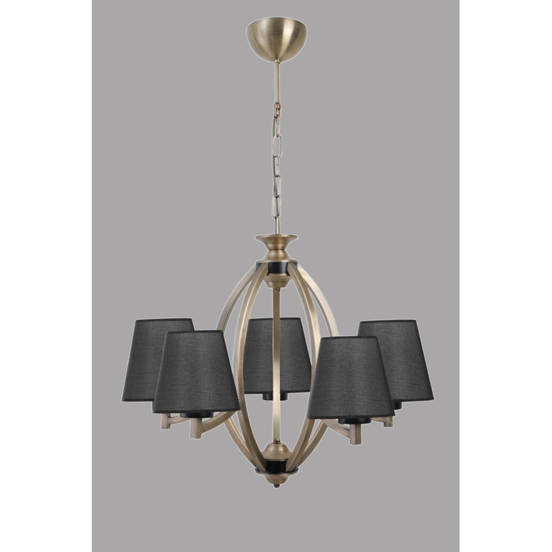 Lustre géométrique à 5 lumières Roark, Or, Noir