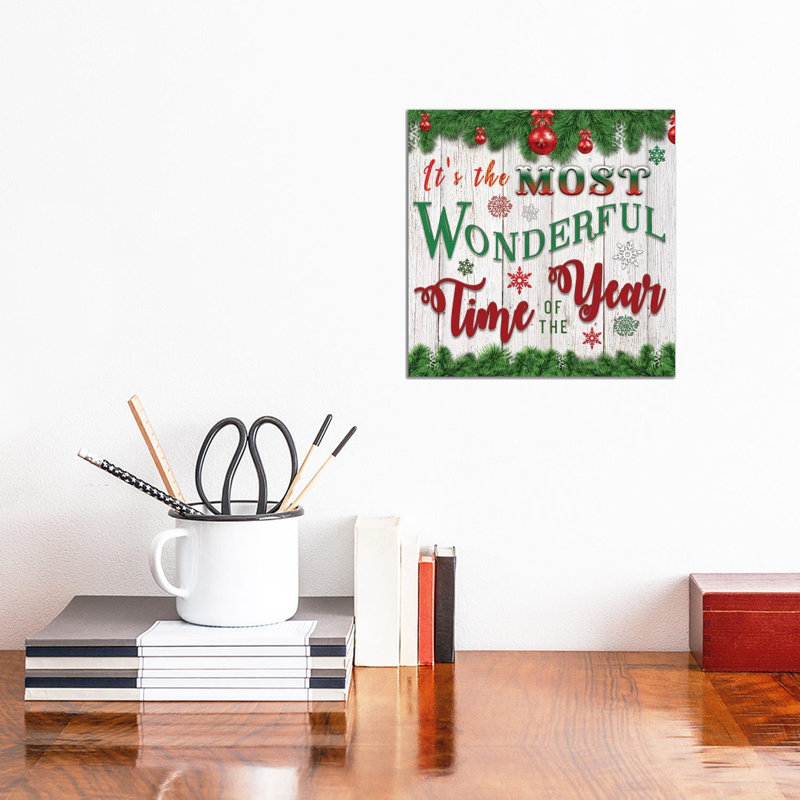 It's the Most Wonderful Time of the Year 1 Piece Wrapped Canvas Wall Art, 30.48 cm H x 30.48 cm W