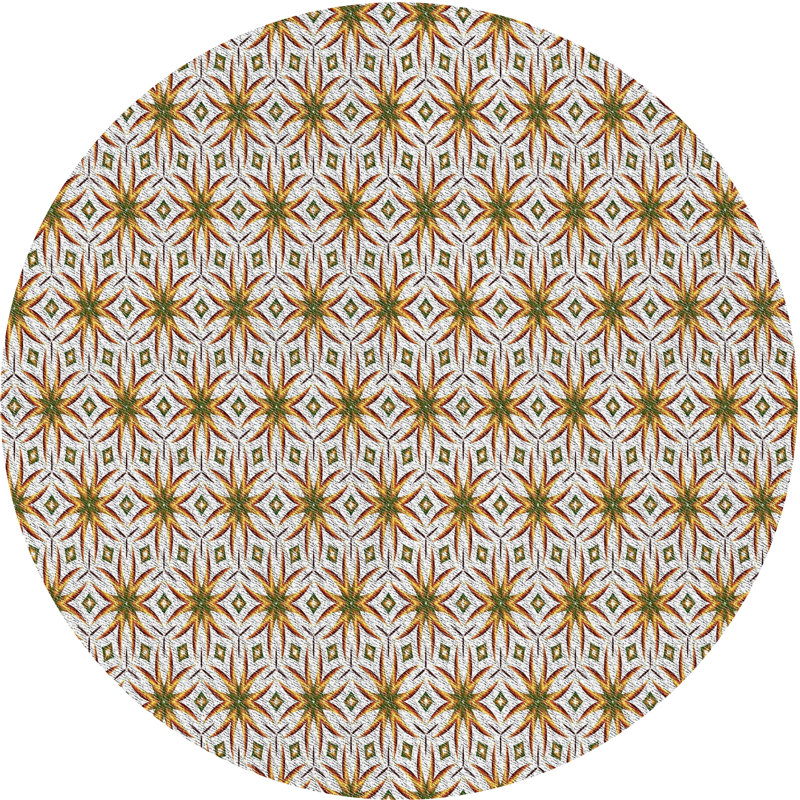 Tapis gris/brun à motifs, Rond 3 pi