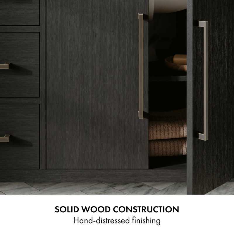 Alsup 72" Double Bathroom Vanity Set, Wire Brushed Dark Oak