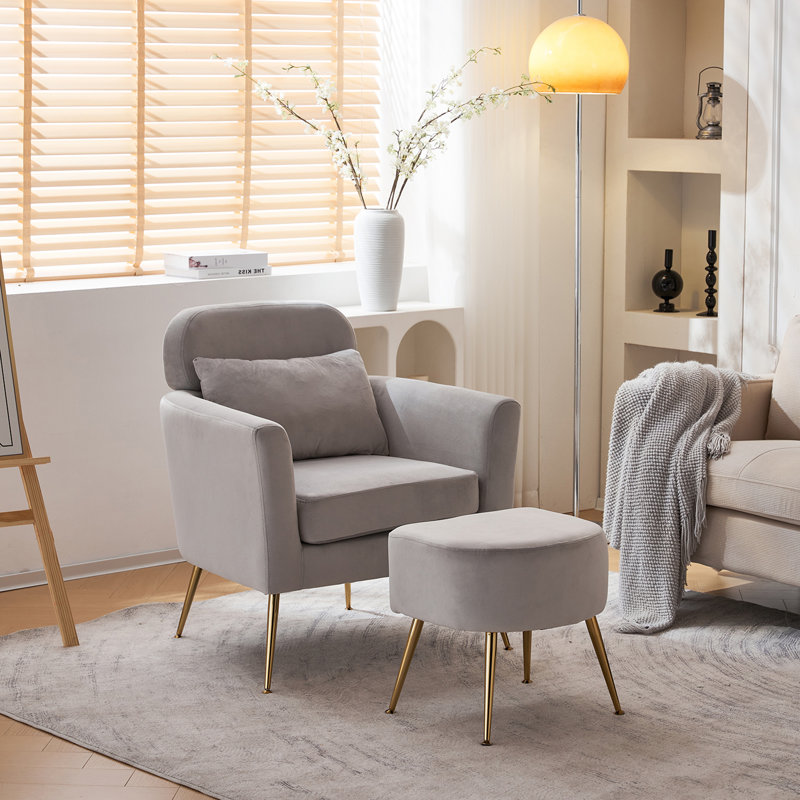 Fauteuil Mirnesa Upholstere, Velours gris clair