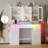 Durnan Vanity & Stool ,LED Lights And Power Outlet, Bedroom Makeup Vanity Table With 2 Glass Storage Cabinet And 7 Drawers-1264820925-1250354206
