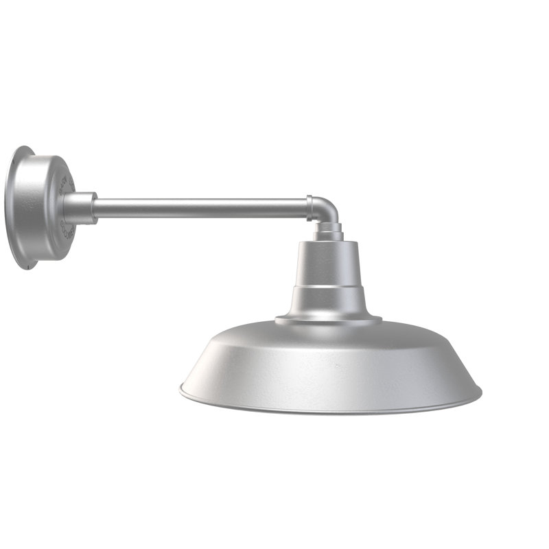 Luminaire de grange d'extérieur à DEL Haleigh, H 10,38 po x l 16 po x P 24,5 po, Argent galvanisé