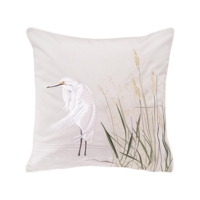White Egret Pillow-Grey Left