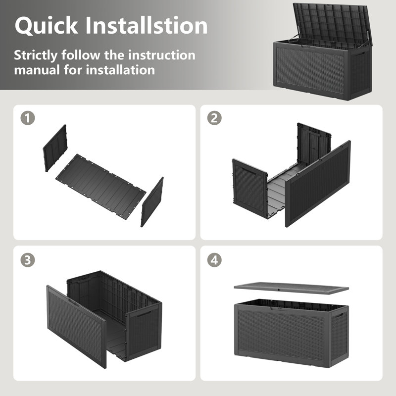 100 Gallon Gray Lockable Plastic Deck Box