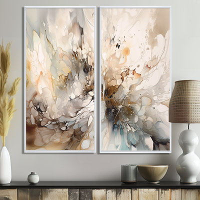 Blanc et gris, profondeurs géométriques I - art mural moderne doré