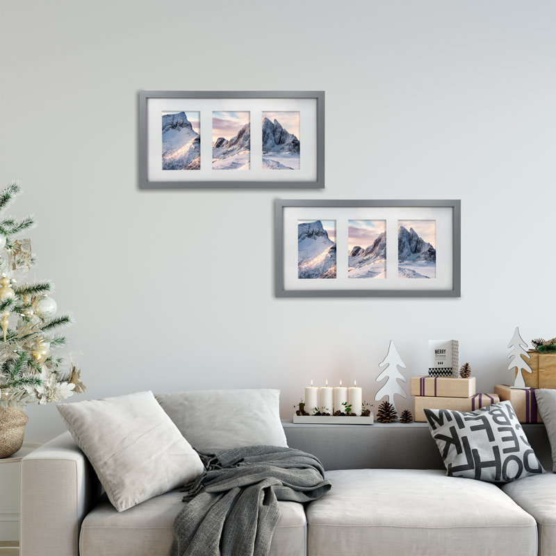 Domic Picture Frame with Mat, Grey