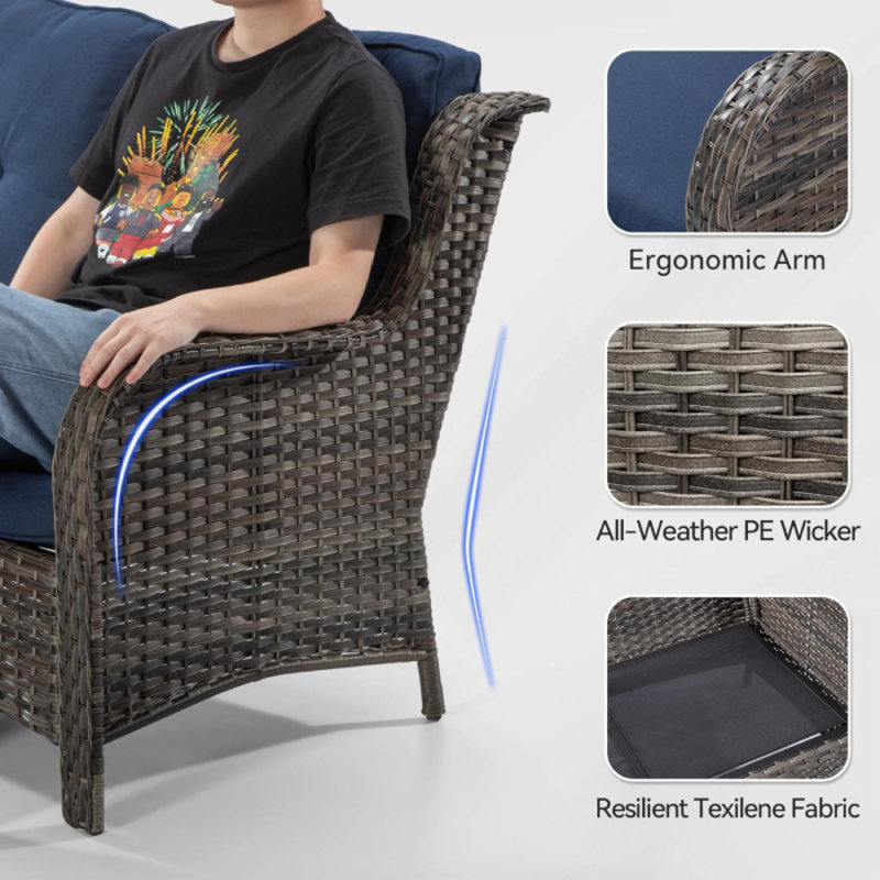 Canapé d'extérieur 33 po en osier avec coussins Sunbrella®