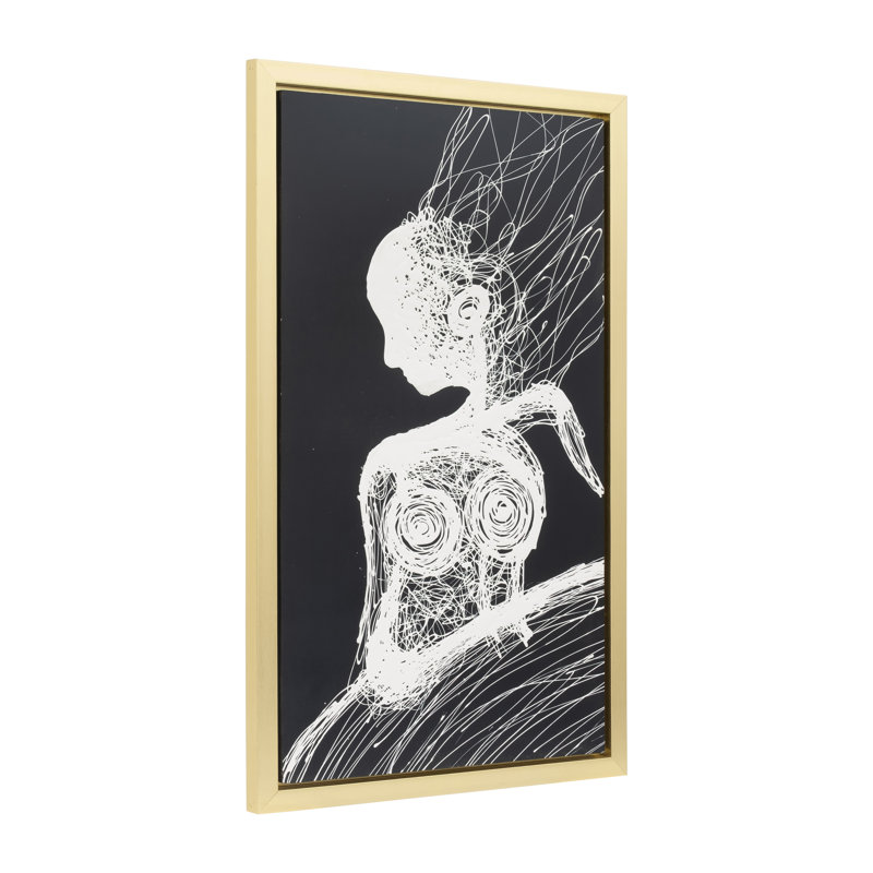 Art mural abstrait abstrait moderne 36 x 59, femme, blanc et noir, H 59 po