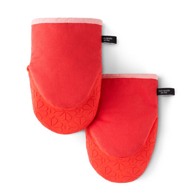 kate spade new york spade flower soft silicone mini oven mitt 2-pack set, 5.5"x8"