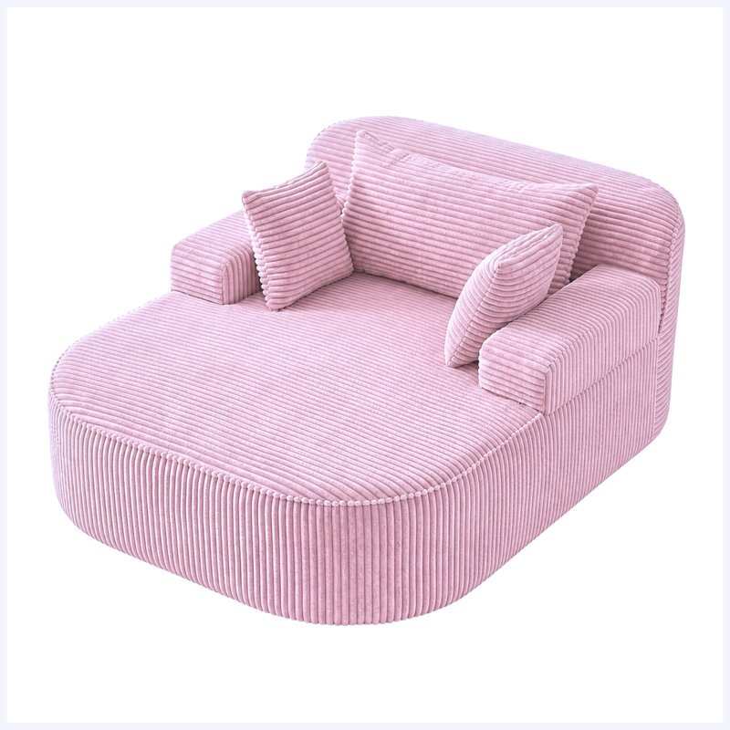 Chaise longue en velours côtelé sans assemblage, Velours côtelé rose