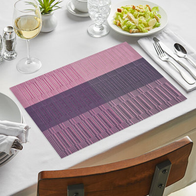 Durable PVC Placemats Set with Three Colour Bands for Stylish Dining Table Decor and Christmas Tabletops