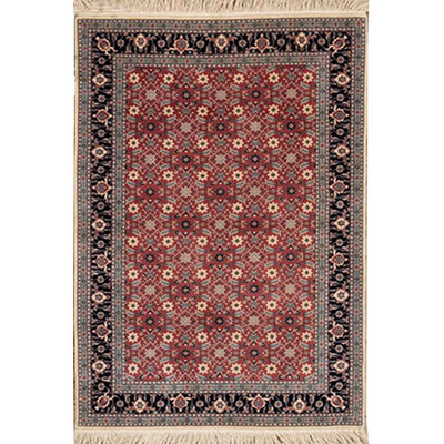 Hand-Knotted High-Quality Black and Red Area Rug