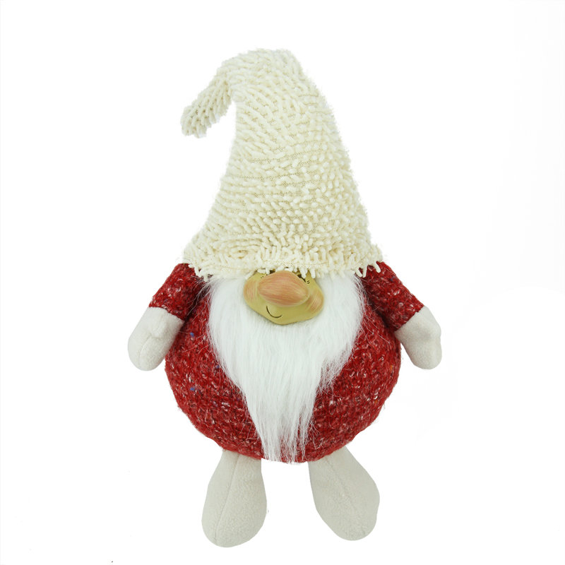 Figurine de Noël en peluche ivoire et rouge, 15 po x 10 po, Rouge / ivoire