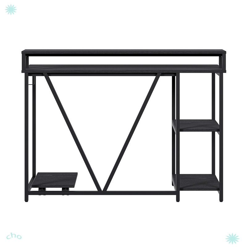 Techni Mobili Industrial Writing Desk, Gray/Black