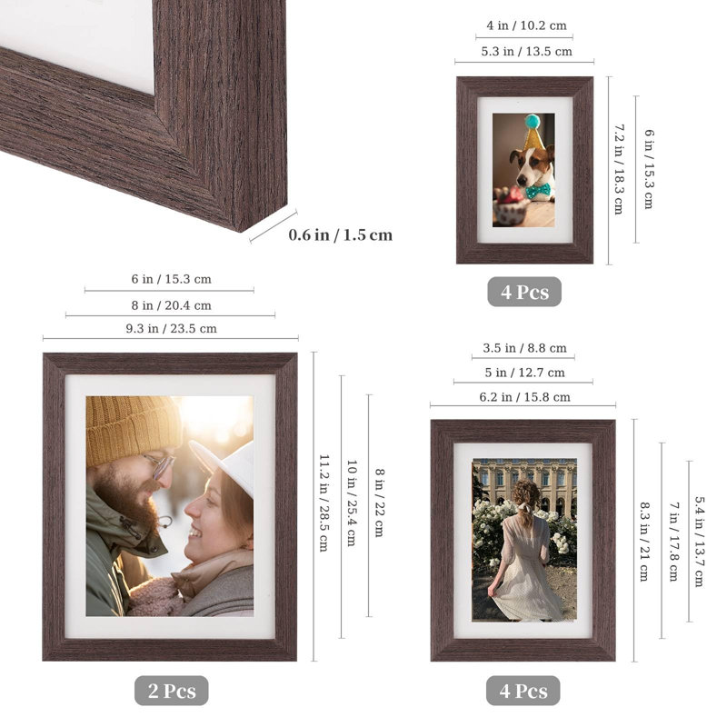 Kawah Picture Frame - Set of 10, Walnut Brown