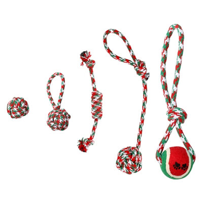 Ensemble de jouets interactifs pour chien de Noël avec cordes à mâcher 5 pièces