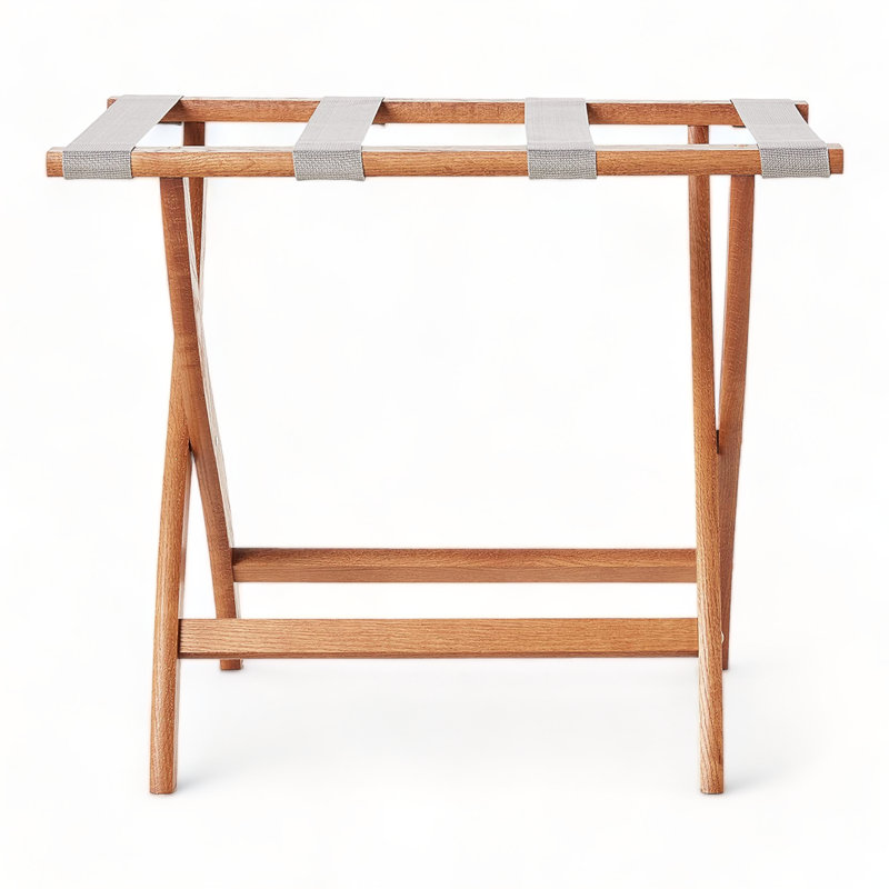 Porte-bagages pliable en bois, Chêne moyen, Gris