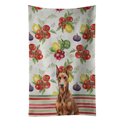 Red Doberman Pinscher Vegetables Kitchen Towel