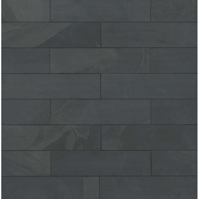 Camden 6 in. x 24 in. Gauged Slate Floor and Wall Tile, Charcoal