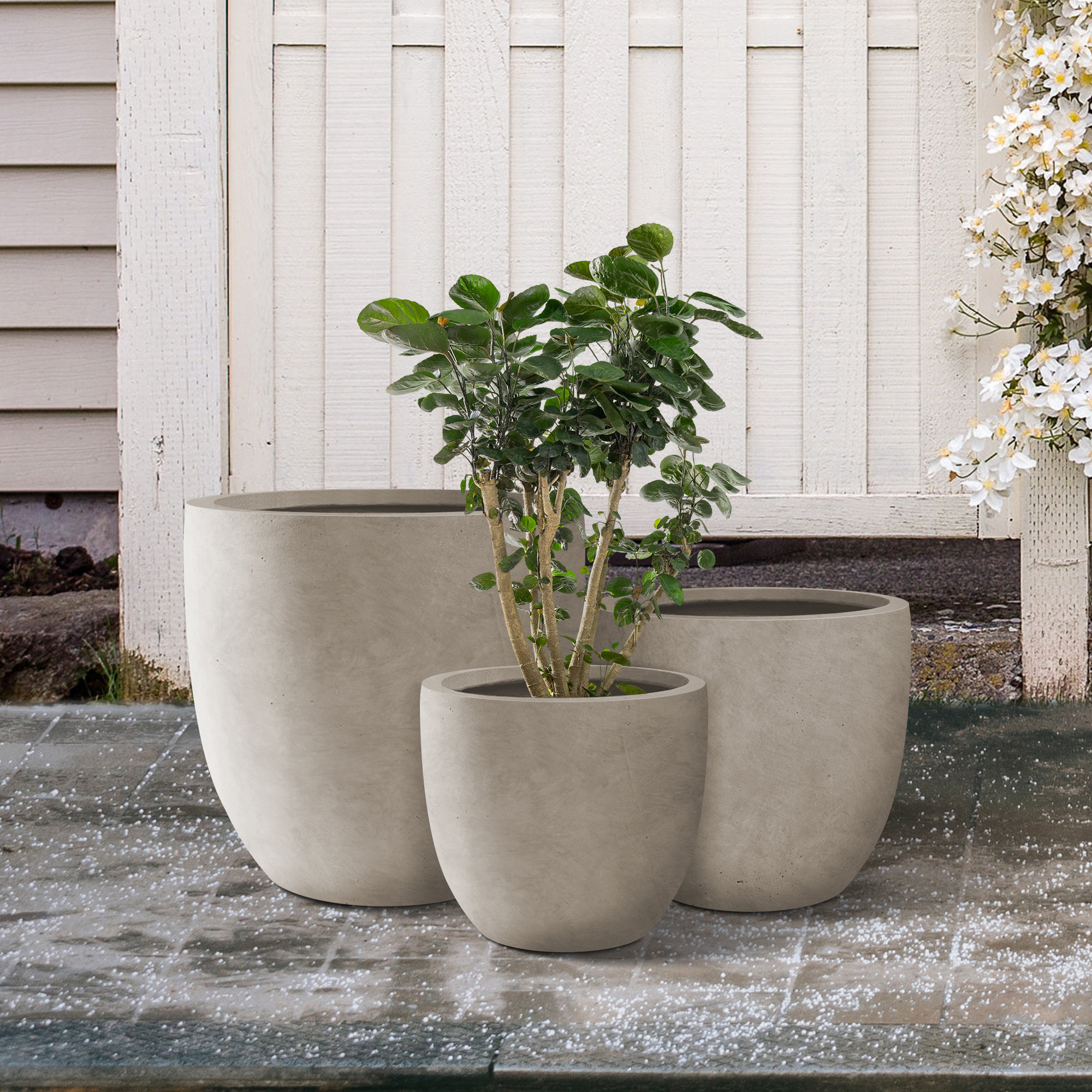 Marble Pattern Pots Set of 3 - Grey Planters