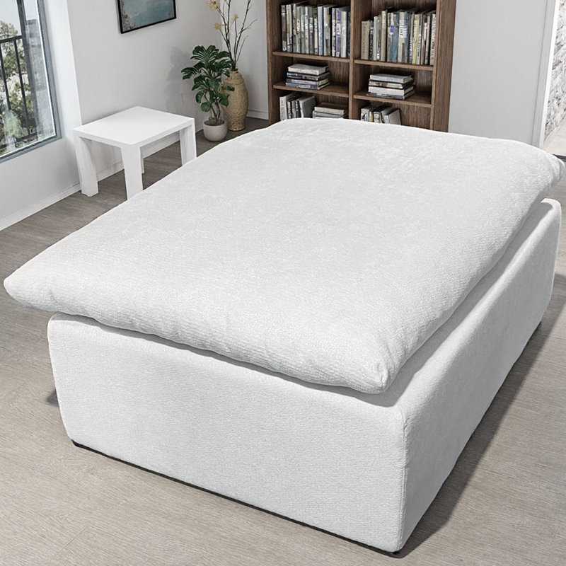 Canapé modulaire blanc, velours côtelé, sans assemblage, assise confortable pour le décor de la chambre à coucher