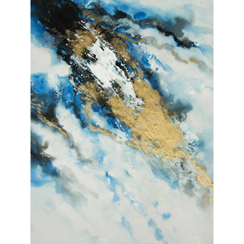 Bleu et marbre doré | Décor classique sur toile formes bleues