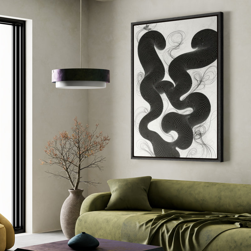 Art mural encadré, impressions sur toile rétro abstraites, Noir, H 24 po x l 16 po