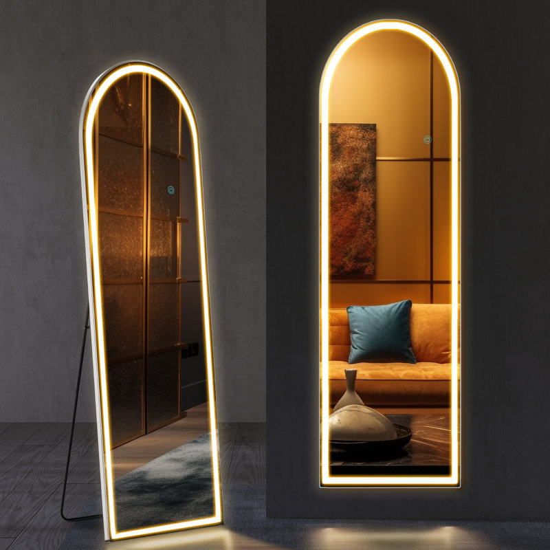 Led Full Body Mirror Arched Wall Mounted Free Standing Leaning, 60" x 16"