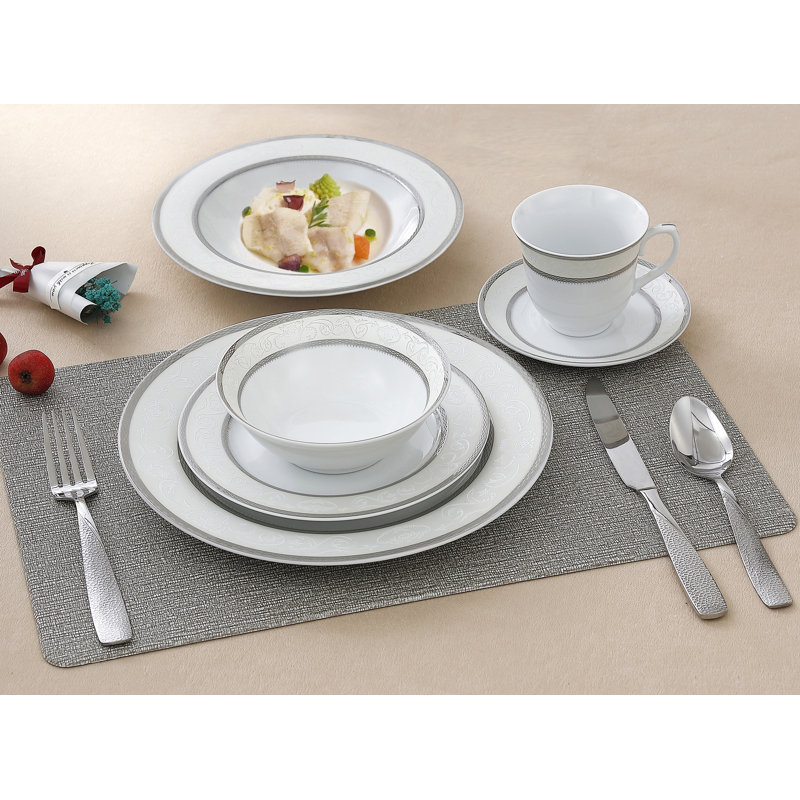 24 Piece Porcelain China Dinnerware Set - Service for 4