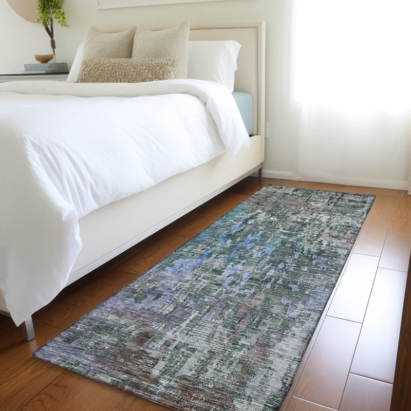 Machine Washable Indoor/Outdoor Claudian ACN1237 Fern Rug, Runner 2'3" x 7'6"