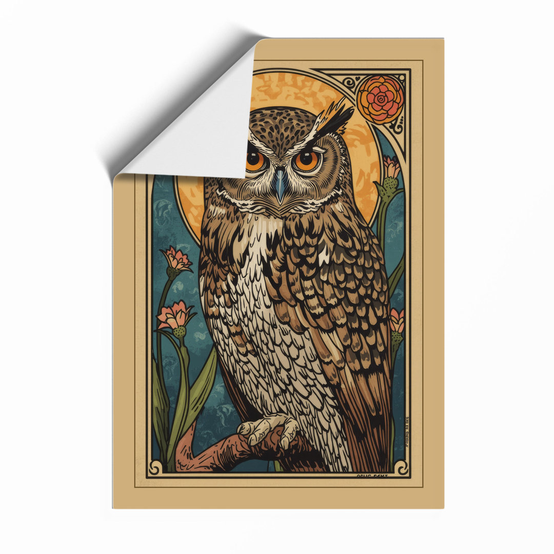 Contemplative Owl Vintage Framed Art Print