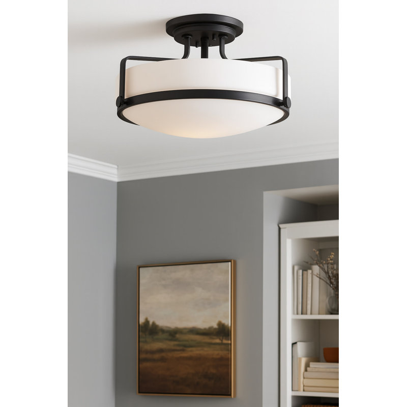 Harper 18-in 3-Light Semi-Flush Mount Retro Ceiling Light
