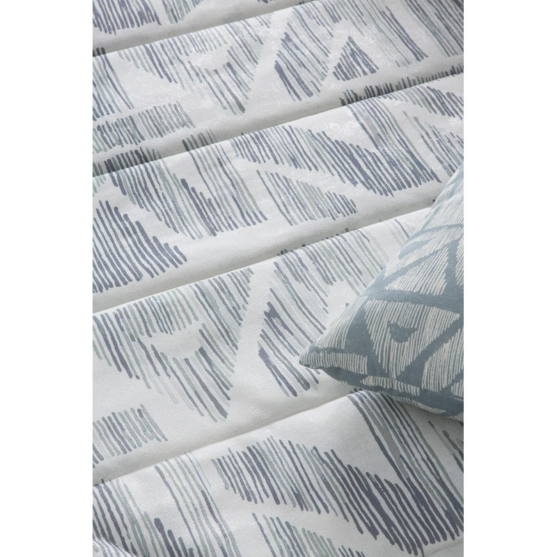 Kaylie Cotton Blend Geometric Shapes Duvet Cover Set with Pillowcases, 240 x 240 cm - 1 Pillowcase (45 x 45 cm), Pearl