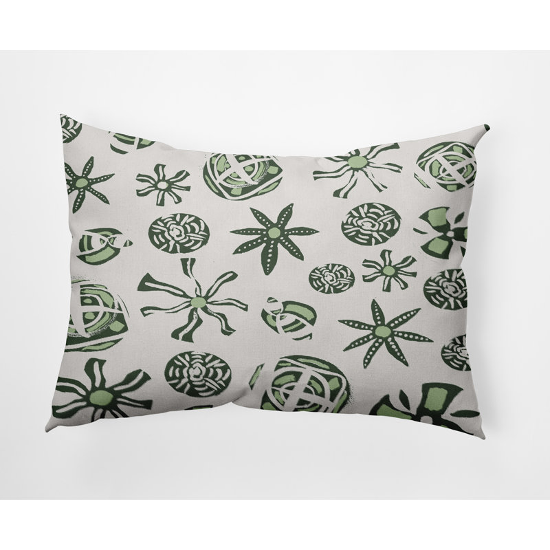 Geometric Outdoor Reversible Throw Pillow, Green
